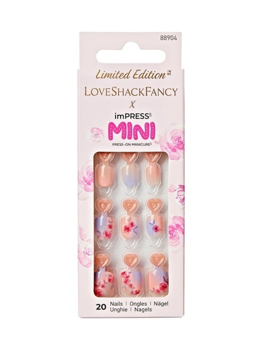 LoveShackFancy x imPRESS Mini Limited Edition Square Press-On Nails, Pink